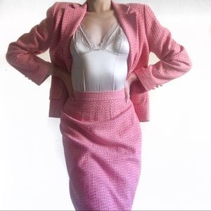 Pink blazer skirt set